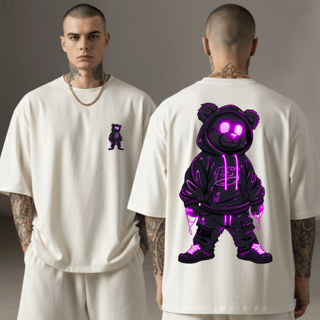 Camiseta Masculina Oversized Estampa Camisa Streetwear Long Line Estampa Bear Top