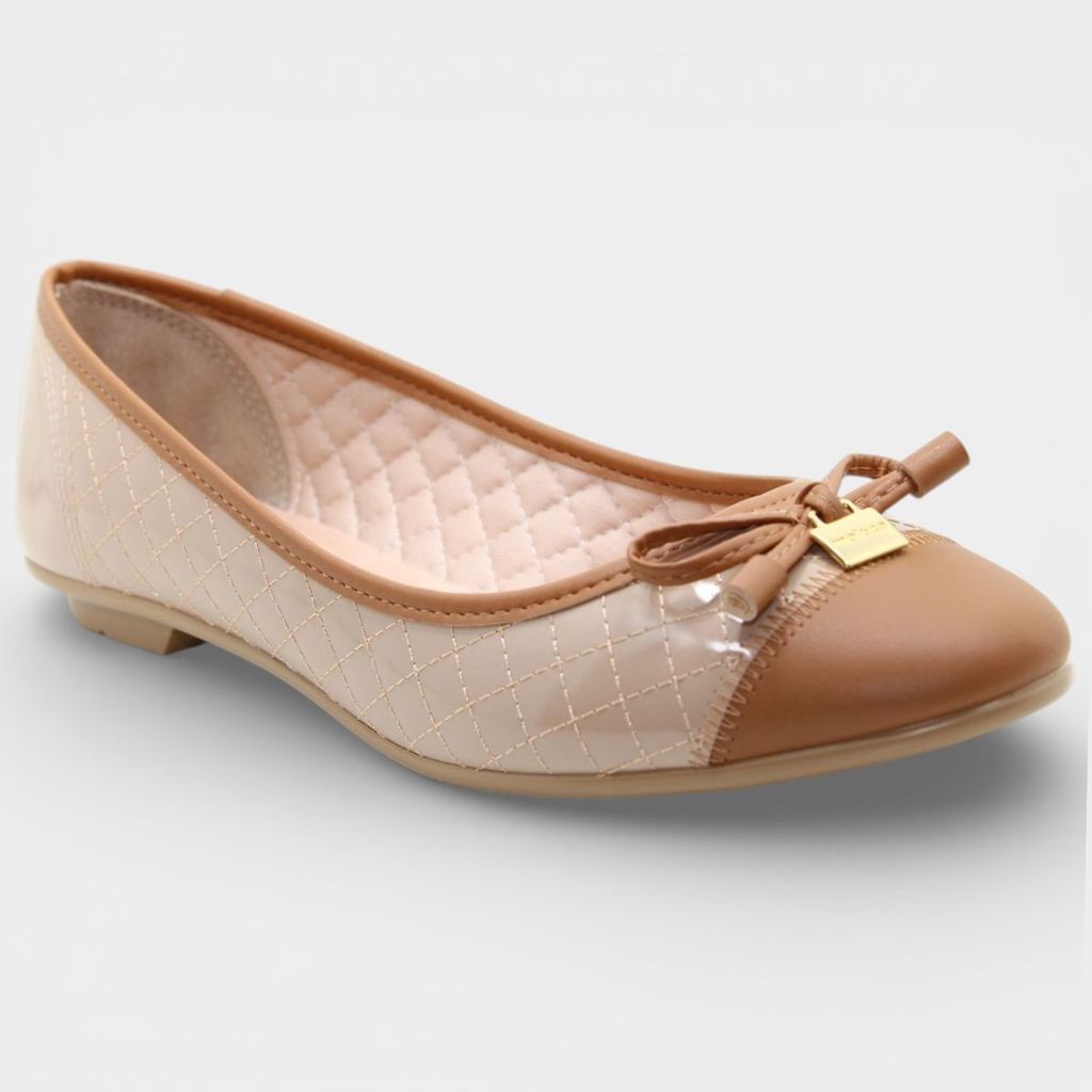 Sapatilha Moleca Bico Redondo Matelassê Feminina - Bege e Marrom em Oferta na Shopee