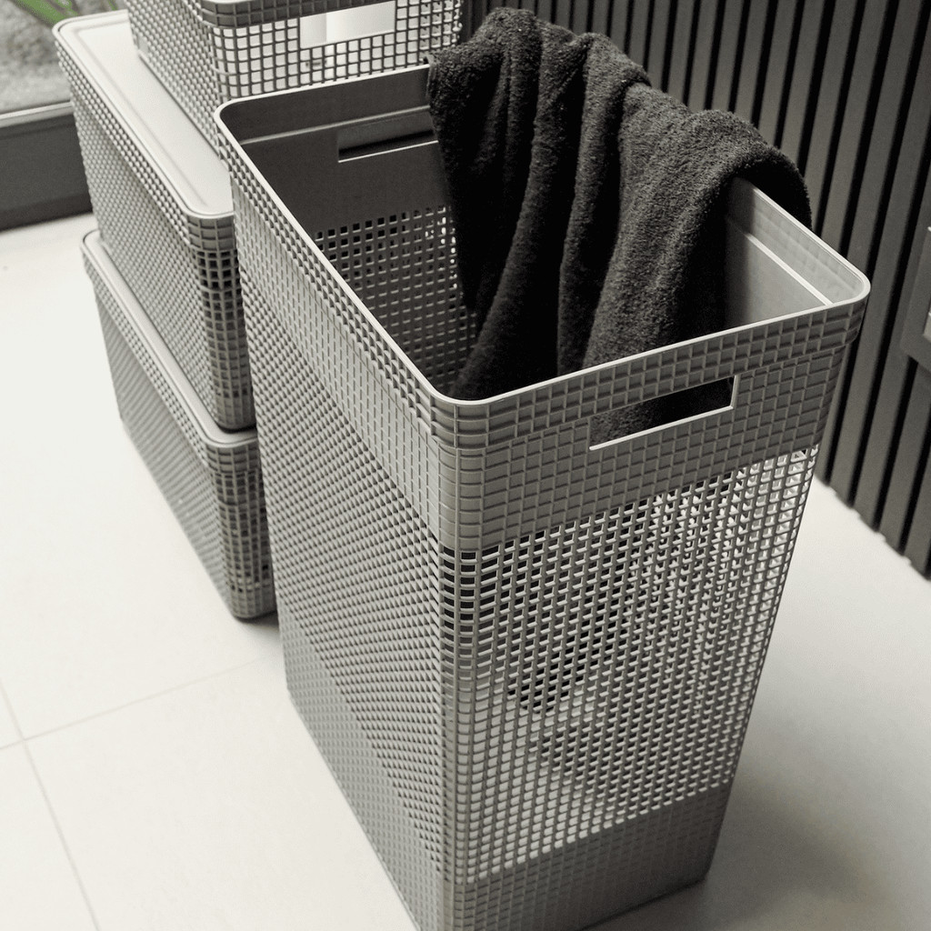 Cesto de Roupa Suja Grande Tampa Bambu Grid 49L Com Tampa Cesto de Lavanderia Organizador · foto 2
