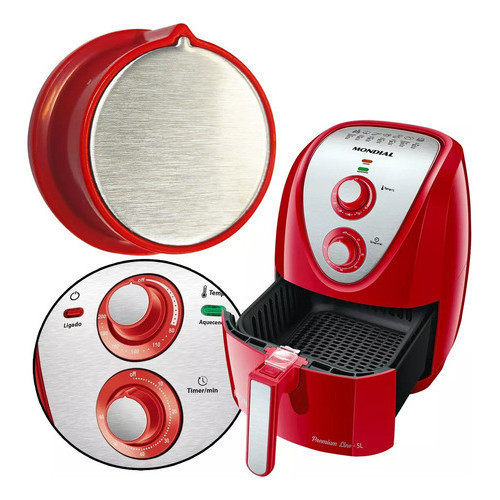 Botão Timer/temp Vermelho Airfryer Mondial Afn40 Afn50 Afn51