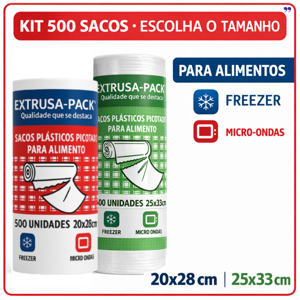 Saco Plástico Picotado Para Alimentos 500 Unidades | Freezer Micro-ondas em Oferta na Shopee