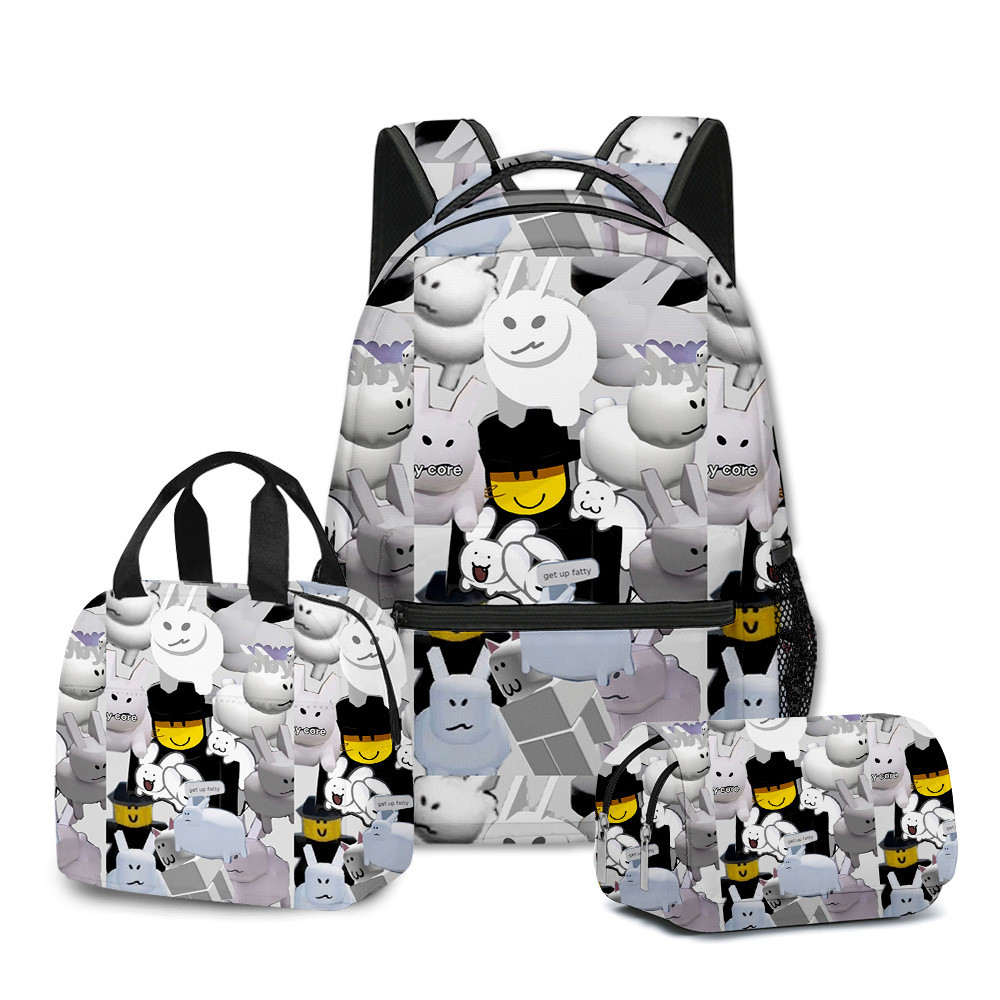 3D novo produto Cross-Border Roblox Forsaken Gubby saco de escola mochila almoço caso de lápis conjunto de três peças 00 em Oferta na Shopee