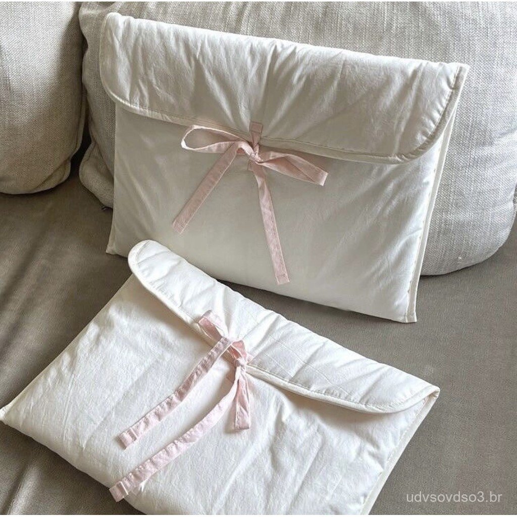 Bolsa acolchoada para notebook e tablet com laço rosa estilo balé, da influenciadora coreana do Instagram, portátil U5J7