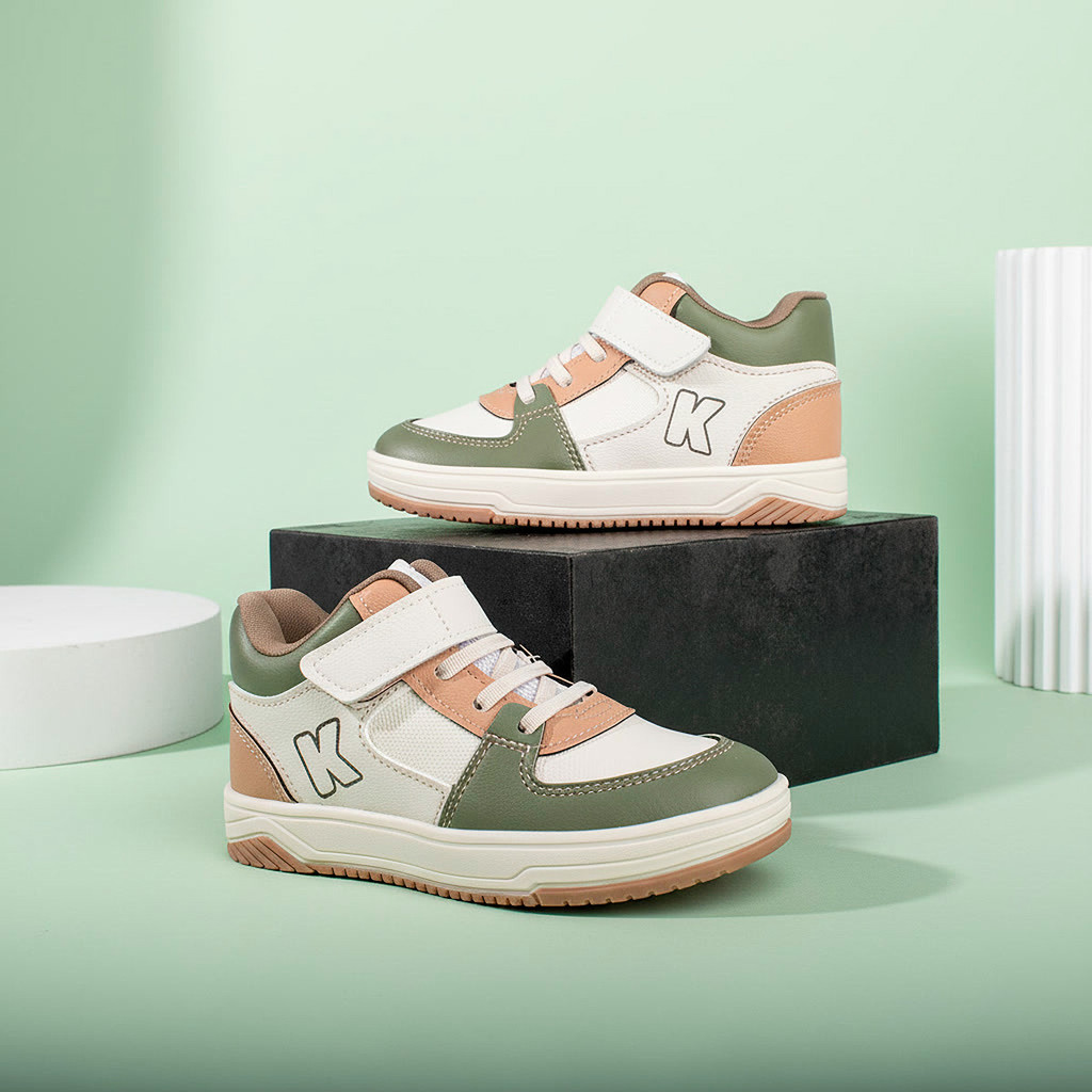 Tênis Infantil Menino Kidy Happy Cano Alto Natural Verde Militar Casual Confortável Leve Anatômico