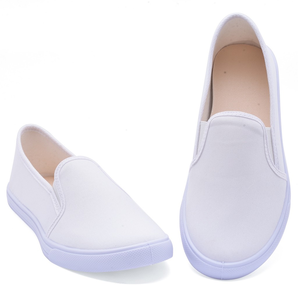 Slip On Branco Sapatênis Casual Iate Enfermagem Médico Hospital Calce Fácil
