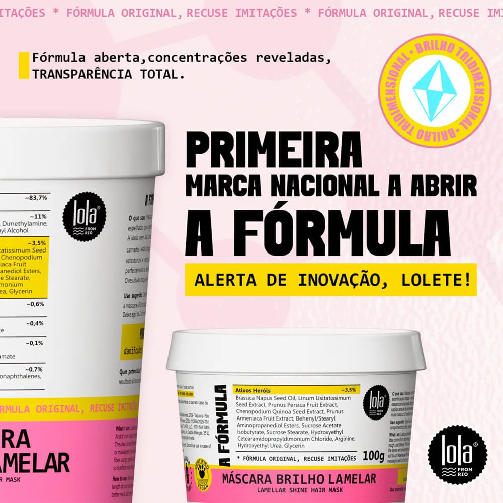 Máscara Brilho Lamelar Lola A Fórmula 450g