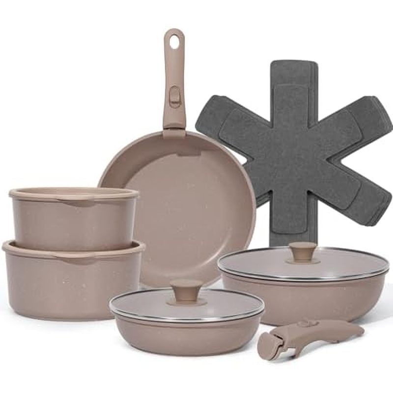 Conjunto De Panelas E Frigideiras De 15 Unidades Antiaderentes , Conjuntos Com Alça Removível , Ferramentas De Cozinha P