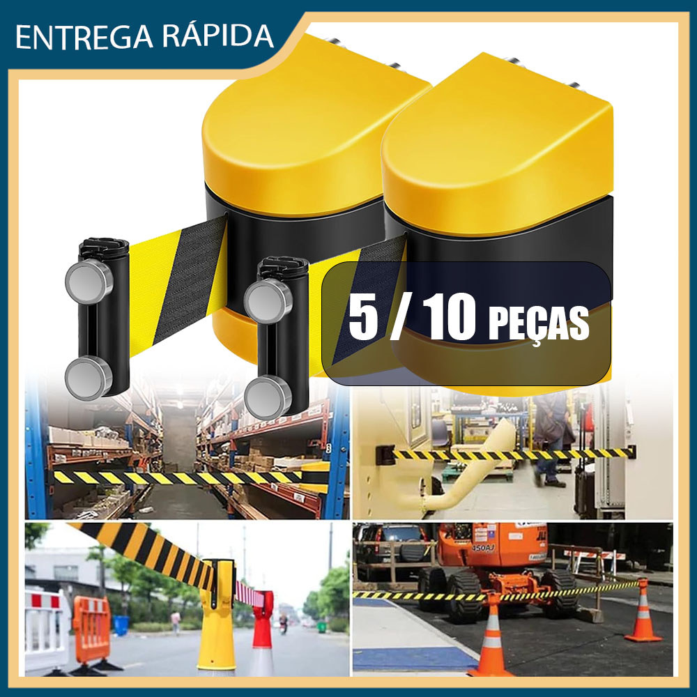 Kit 5/10 4,9m Barreira magnética retrátil para montagem na parede barreira controle multidões supermercados e estádios