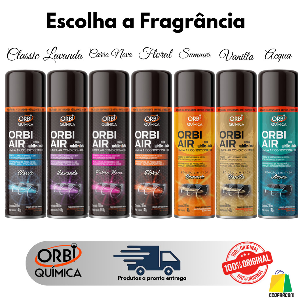 Limpa Ar Condicionado Orbi Air Granada Higieniza Dutos Filtros Carro Floral Classic Lavanda Novo em Oferta na Shopee