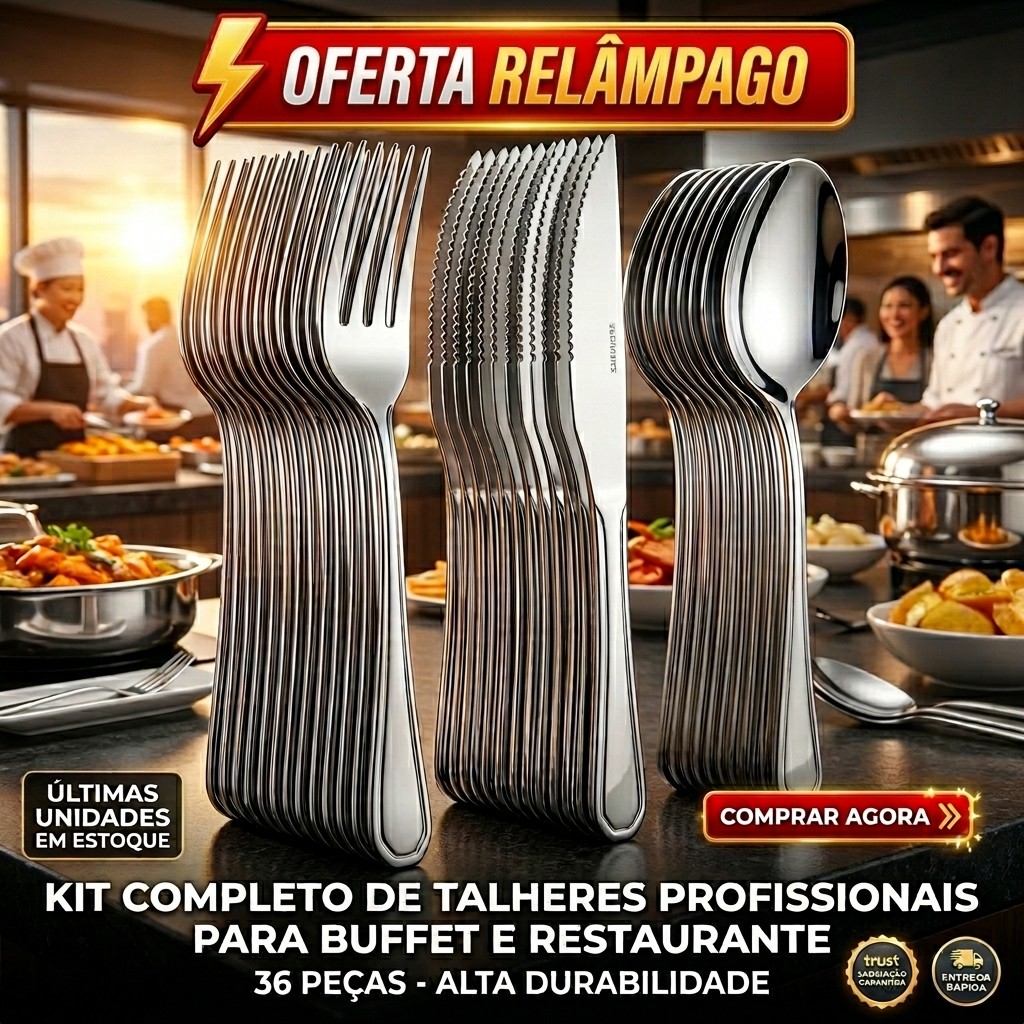 Conjunto Jogo de Talheres 36 peças Aço Inox 12 Facas 12 Garfos  12 Colheres de Mesa Casa Restaurante em Oferta na Shopee