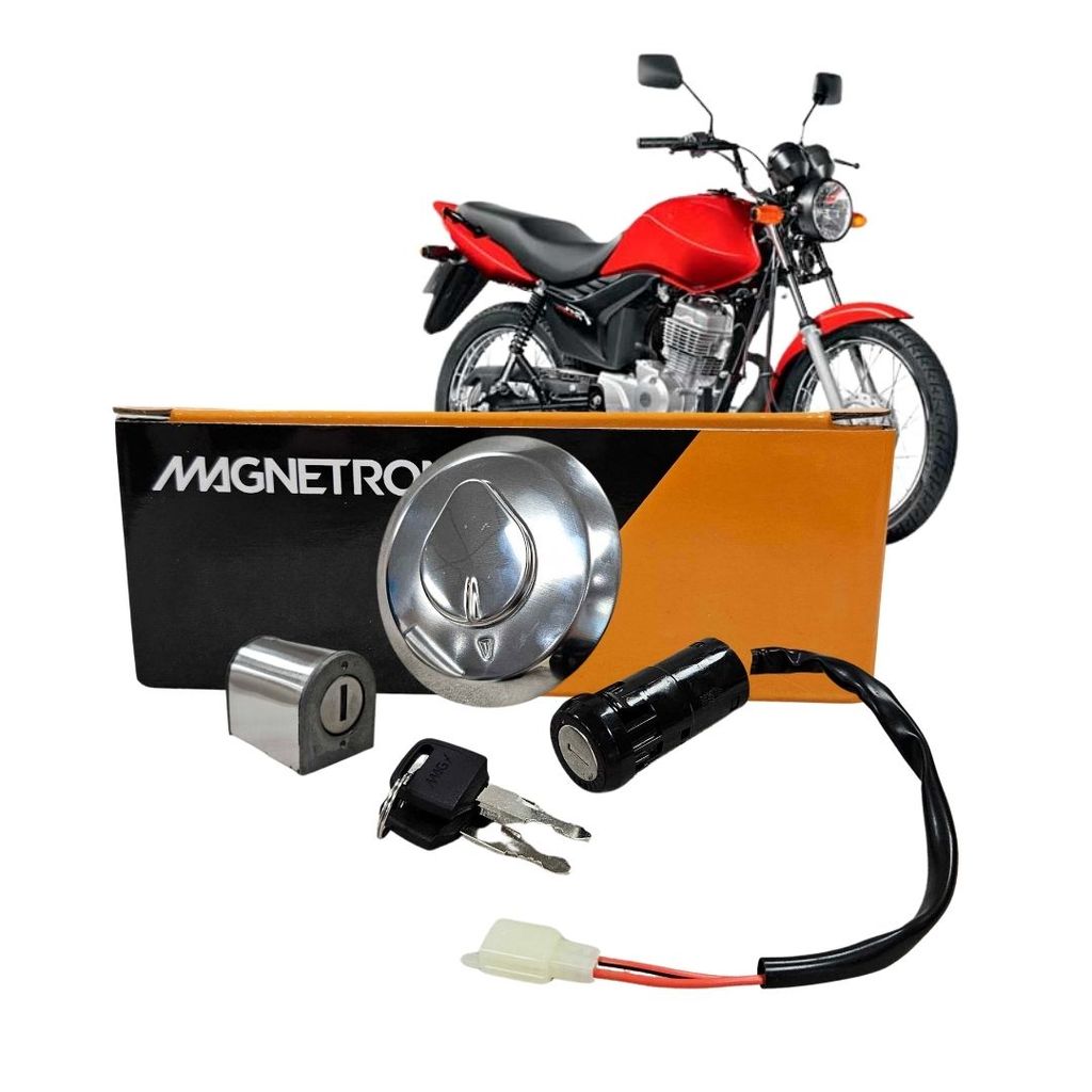 Conjunto Trava de Ignição Guidão Tanque Para Honda CG 125 Fan Es Ks 2009 a 2013 Magnetron 90264240