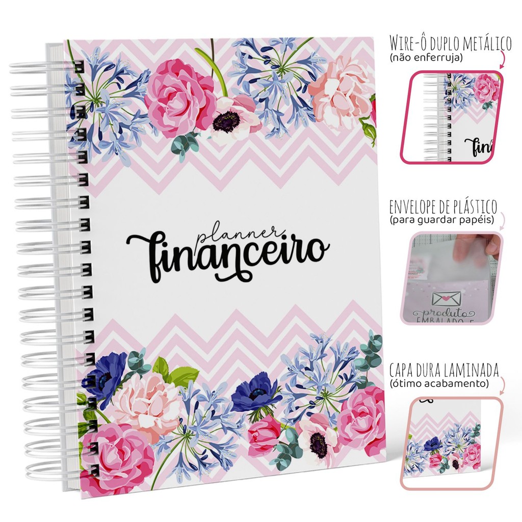 Planner Financeiro com Capa Dura Floral – Organize Suas Finanças e Comece a Juntar Dinheiro (M01)