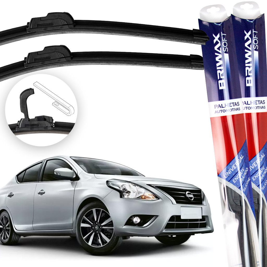 Jogo Palhetas Limpador Parabrisa Nissan Versa 2011 Até 2020 Gancho Universal
