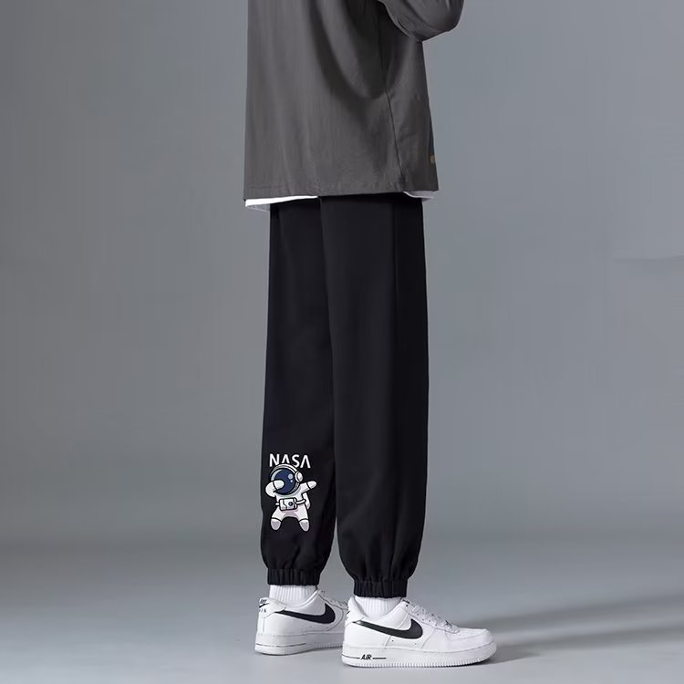 Europeu americano street wear nasa astronauta masculino outono solto Casual tornozelo comprimento calças street wear tor