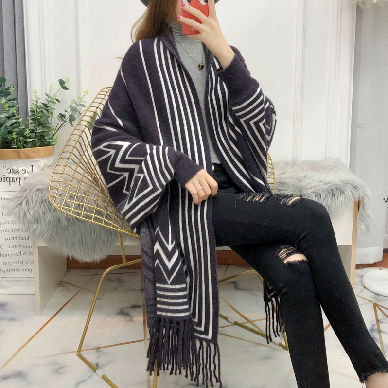 Imitação de vison velo jaqueta feminina Plus Size manto vison velo manto outono inverno malha Cardigan engrossado quente