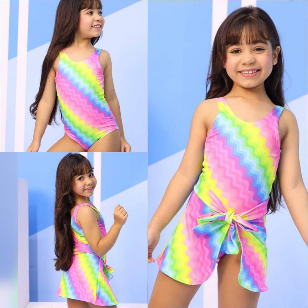 Maiô Infantil Sereia Menina Juvenil com saída de Praia Piscina com Proteção UV 4,6,8 e 10 Anos