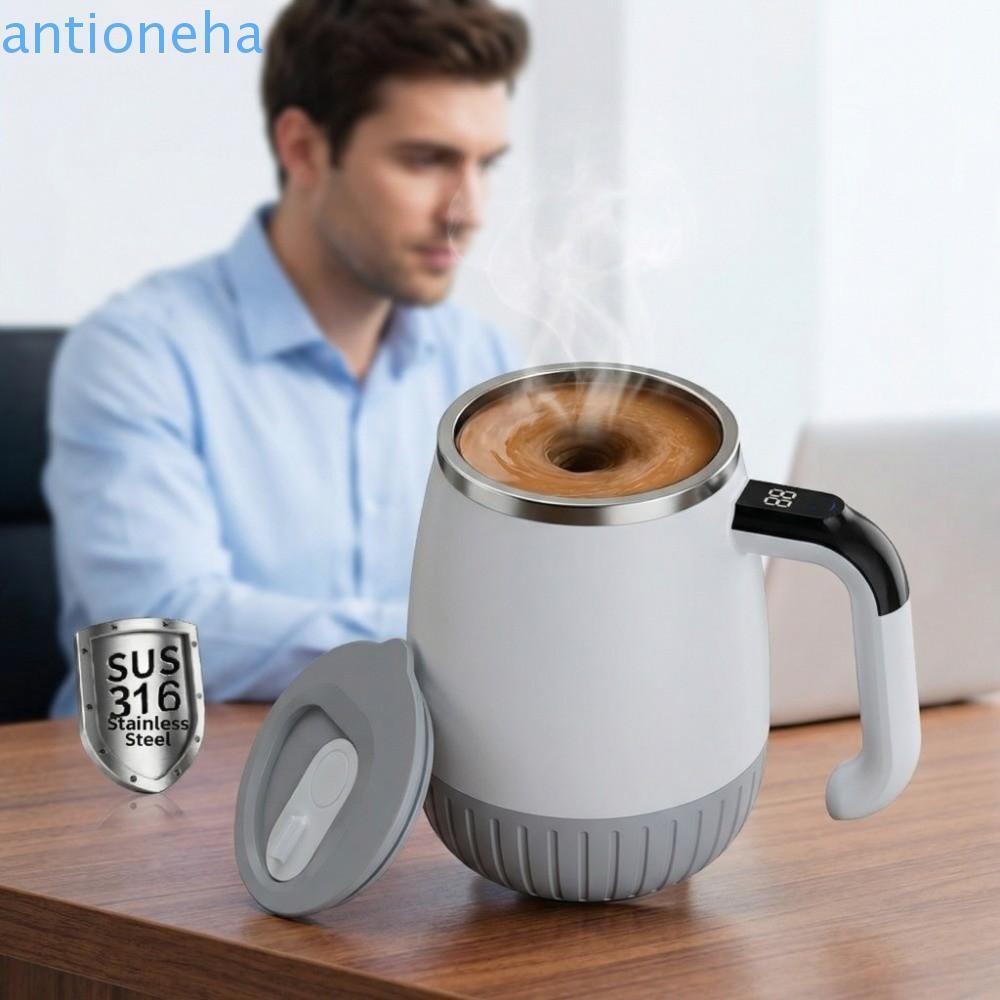 Copo De Agitação Automático ANTIONEHA , Caneca De Mistura Elétrica Recarregável USB Com Display De Temperatura , Grande 