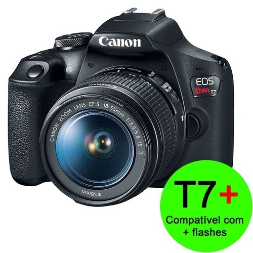 4.4 OFERT Câmera Canon Eos Rebel T7+ Com Lente 18-55mm Is Ii nova versão com maior compatibilitade de flashes