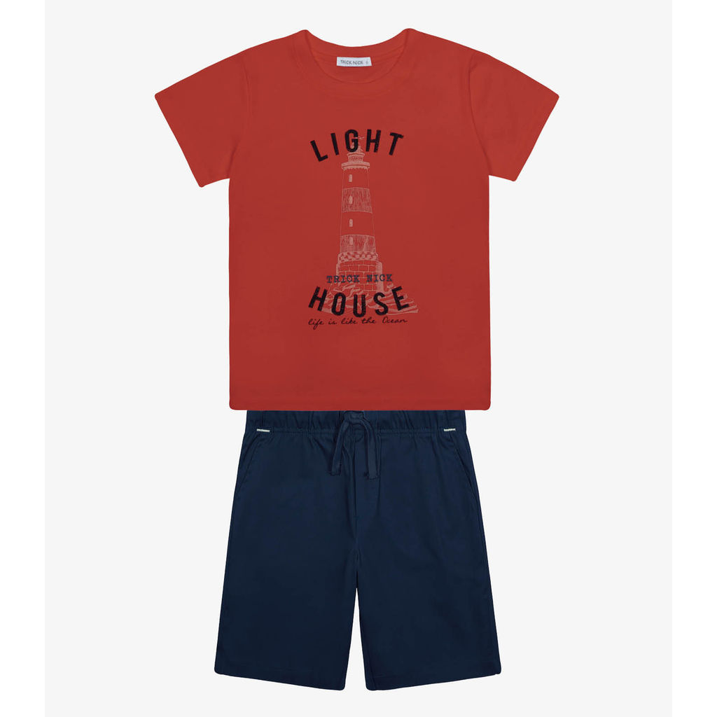 Conjunto Menina Camiseta Com Bermuda Trick Nick Laranja