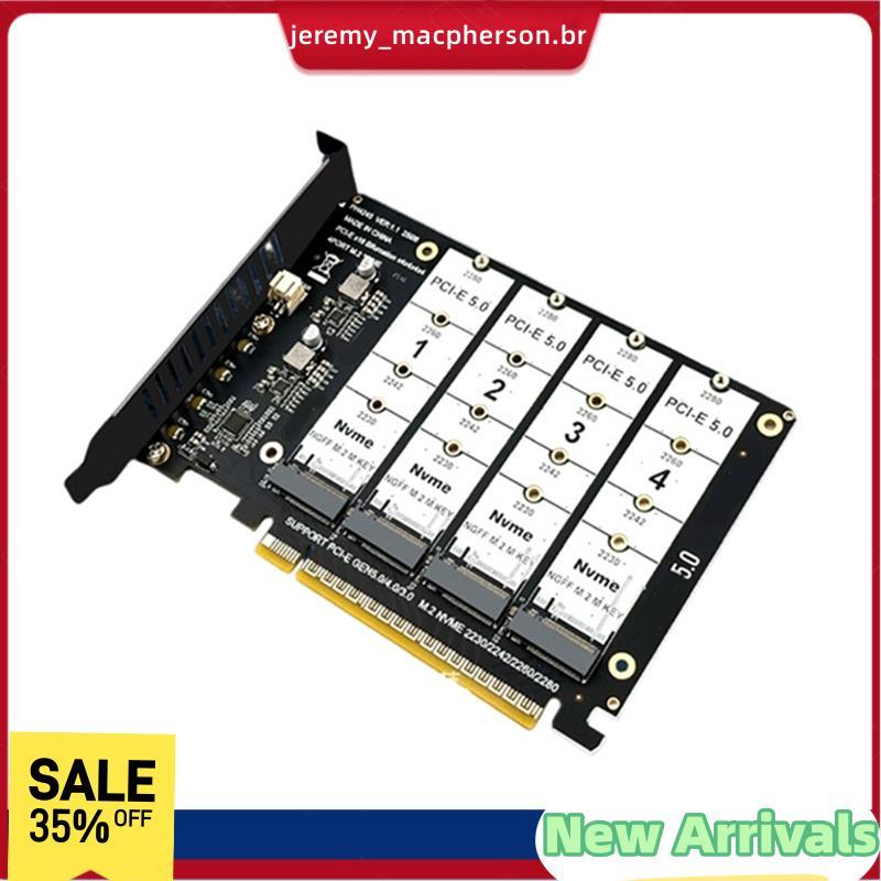 Placa De Expansão SSD NVMe PCIe X16 Para 4 Canais M . Conversora De Disco Rígido De Estado Sólido Adaptador 2 2280
