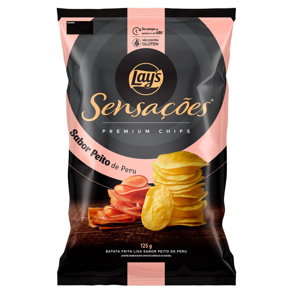Batata Lays Sensações Premium Chips Sabor Peito de Peru 125g em Oferta na Shopee