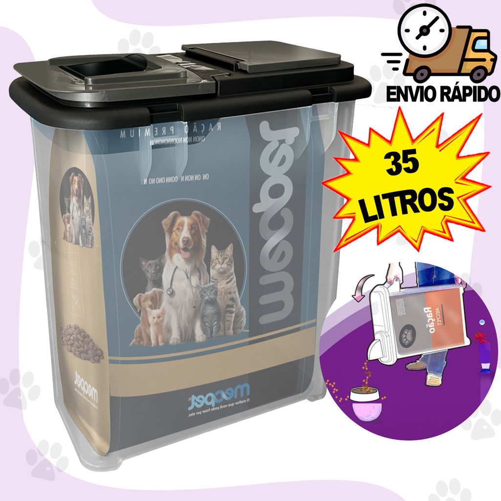 Contender Porta Ração 15KG 35 Litros Ração de Cachorro Gato