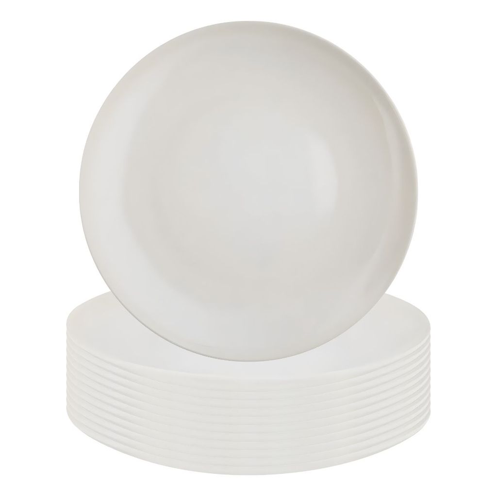 Jogo Prato Refeição De Melamina Plaza 25cm 12 Peças Kit 12 Prato Raso Redondo Resistente Buffet Tuut