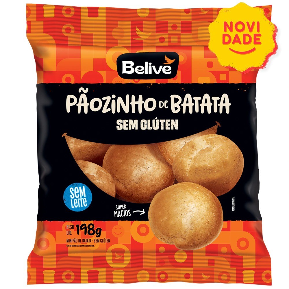 Pão de Batata Sem Glúten Sem Leite Sem Lactose 198g - Belive