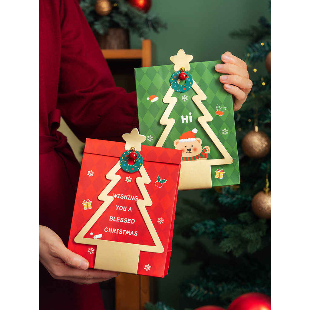 Saco de presente de natal saco de presente saco de presente de natal floco de neve biscoito crocante caixa de presente d