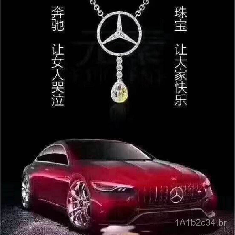 Colar com pingente em forma de gota d'água com diamante, em prata 999, da fabricante direta Mercedes-Benz, design elegan