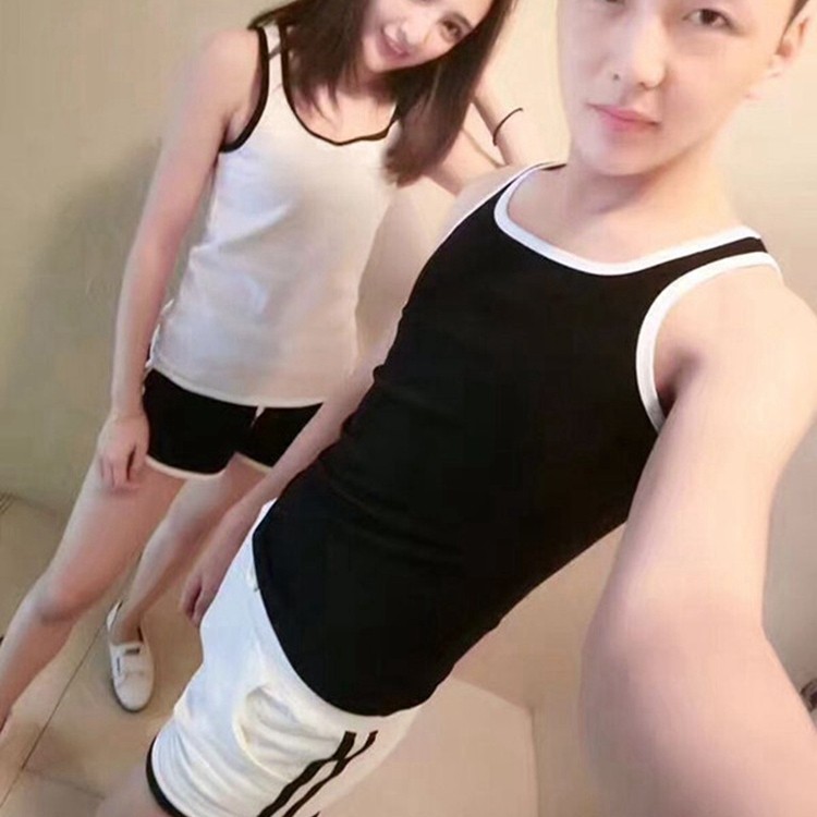 Verão Kuaishou celebridade influenciador mesmo estilo colete masculino feminino Shorts terno espírito Social cara magro-