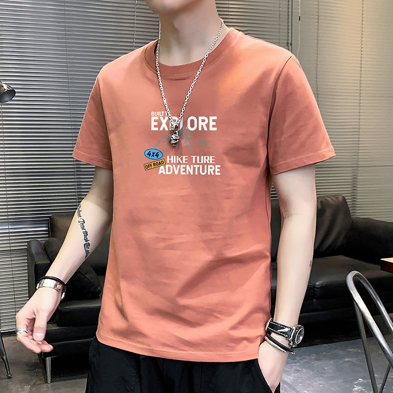 2026 verão novo estilo masculino de manga curta camiseta solta puro algodão roupas superiores roupas masculinas Street w