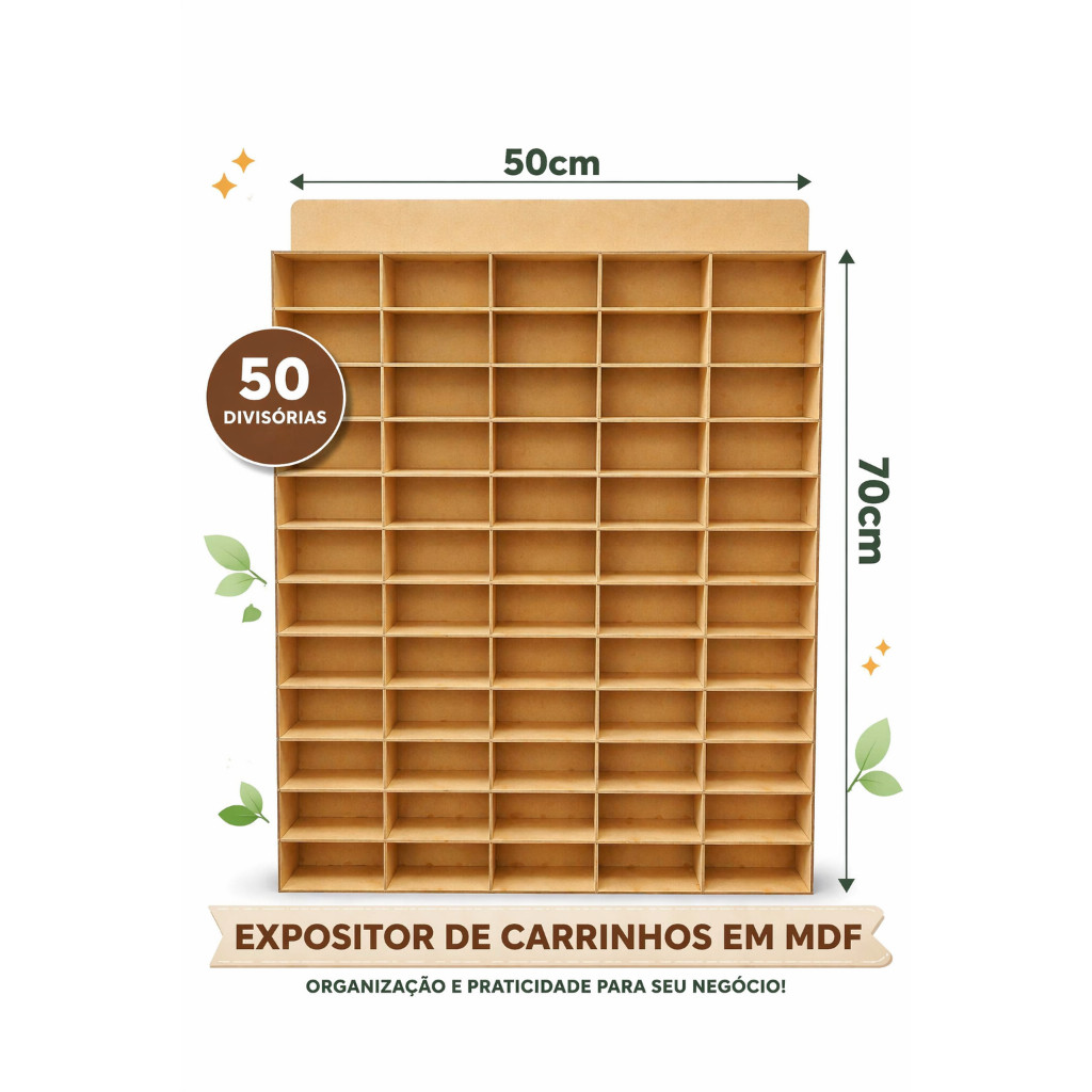 Expositor Porta Carinhos Modelo Hot Wells 50 Carrinhos Madeira mdf