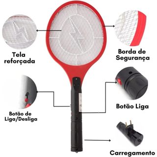 Raquete Eletrica Mata Mosquito 110V 220V em Oferta na Shopee