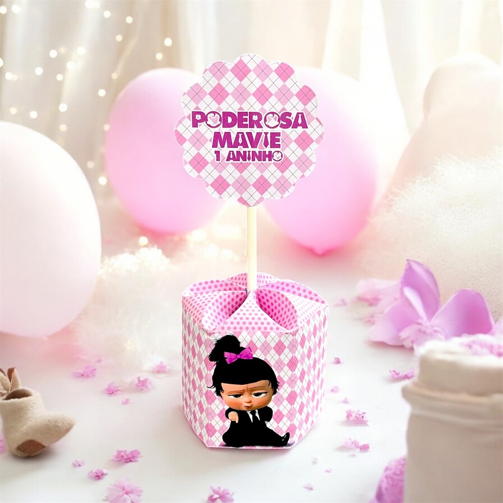 Centro de Mesa Poderosa Chefinha Com Nome e Idade Personalizado Para Festa Lembrancinha