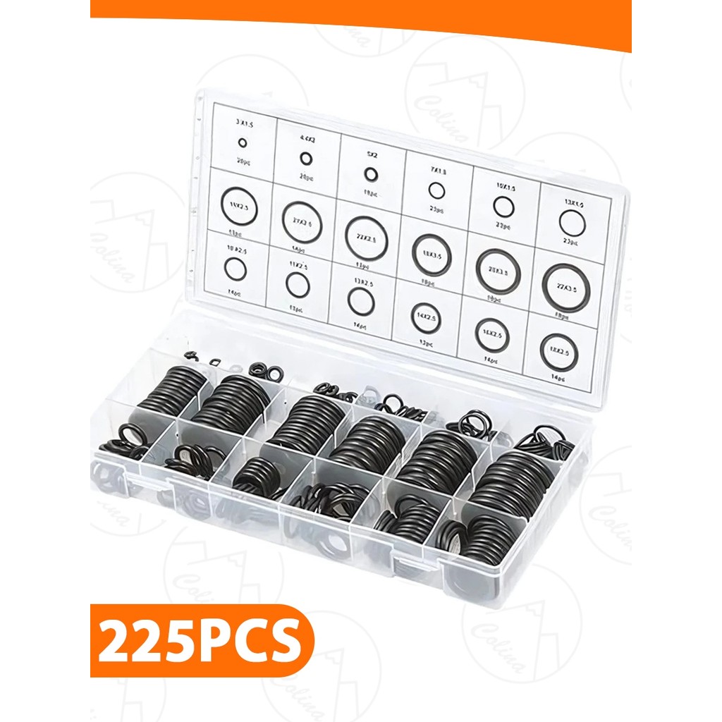 Kit Anéis De Vedação Com Estojo Diversos Tamanhos 225 Peças Borracha O-ring