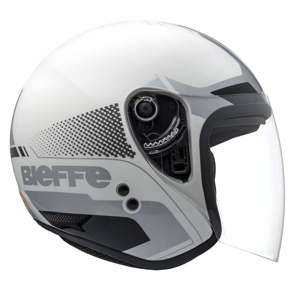 Capacete Aberto Bieffe Allegro Extent Vanilla Prata e Branco