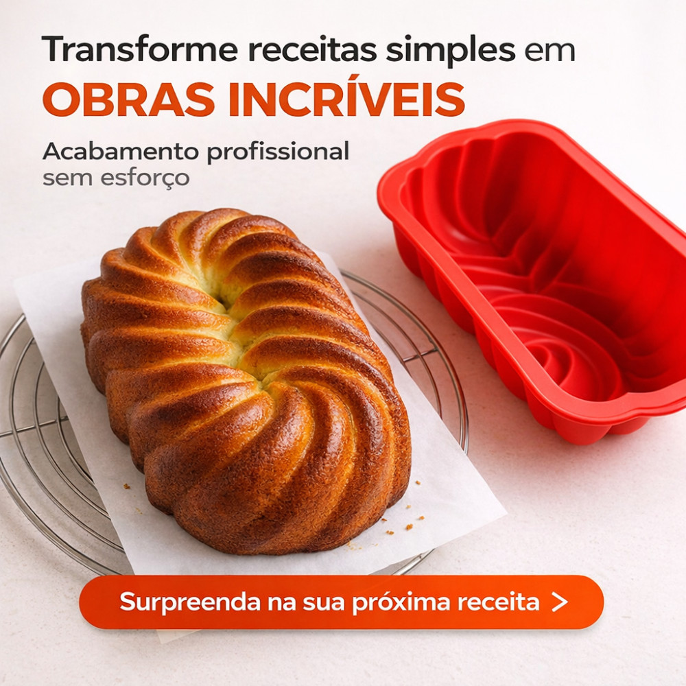 Forma Silicone Assadeira Retangular 3D Bolos Tortas Pães Confeiteiro Air Fryer Forno Premium Luxo