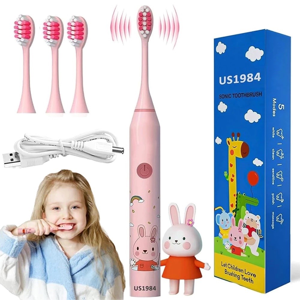 Escova de Dente Elétrica Infantil Ultra-Sônica