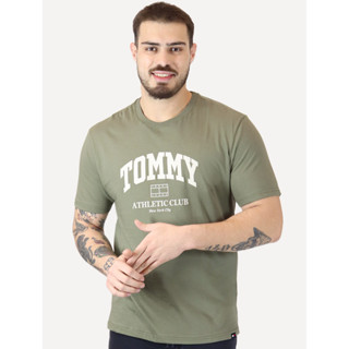 Camiseta Tommy Jeans Masculina Regular Athletic Club Verde Militar em Oferta na Shopee