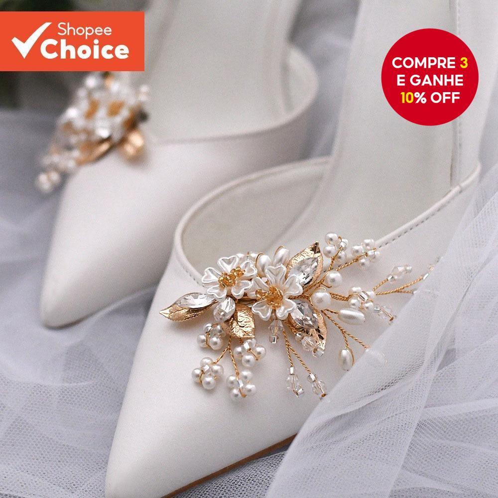 Acessório De Casamento Nupcial Re Móvel Pérola Flor Sapato