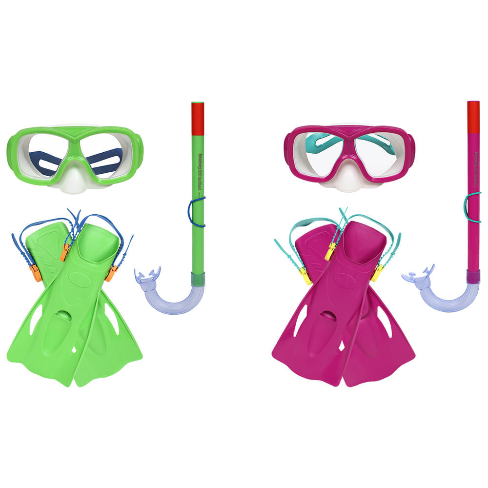 Kit Snorkel Explora Essential Juvenil com Máscara de Mergulho e Nadadeiras Cores Sortidas Bel em Oferta na Shopee
