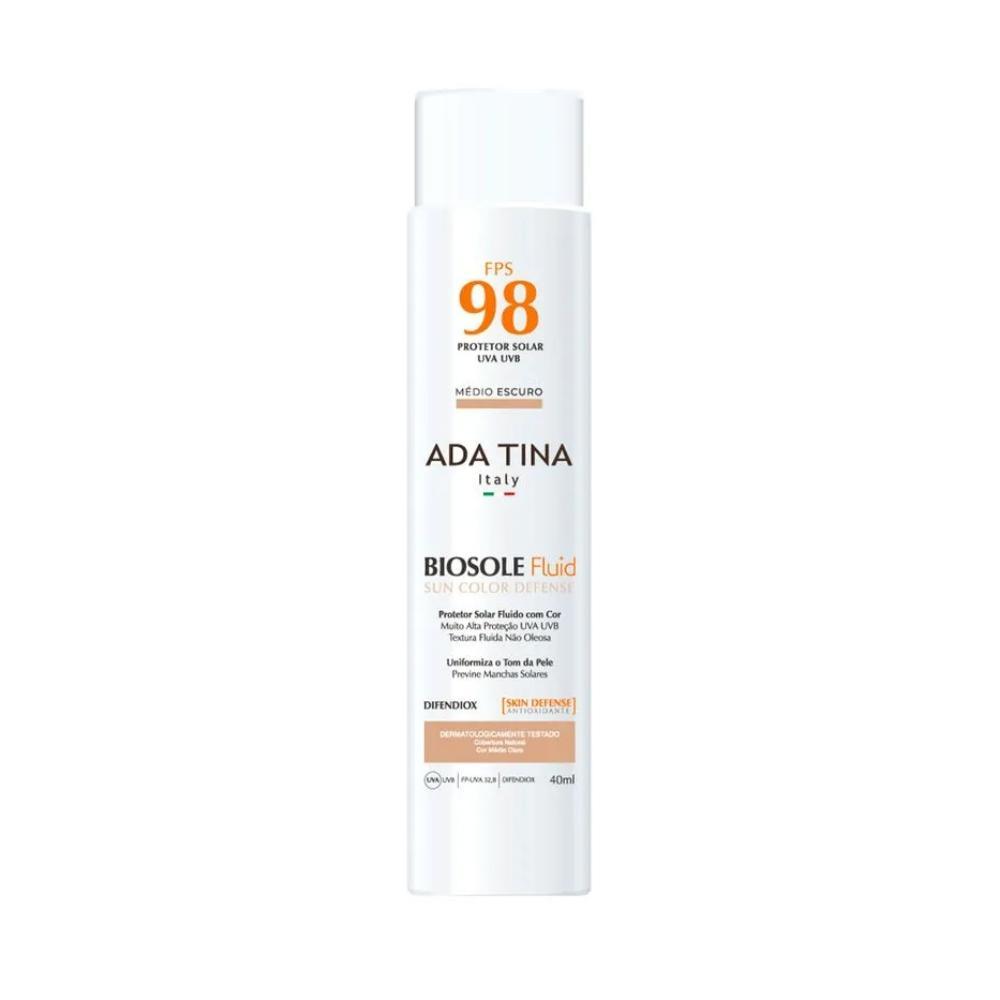 Protetor Solar Ada Tina Fluido Com Cor Médio Escuro Fps 98