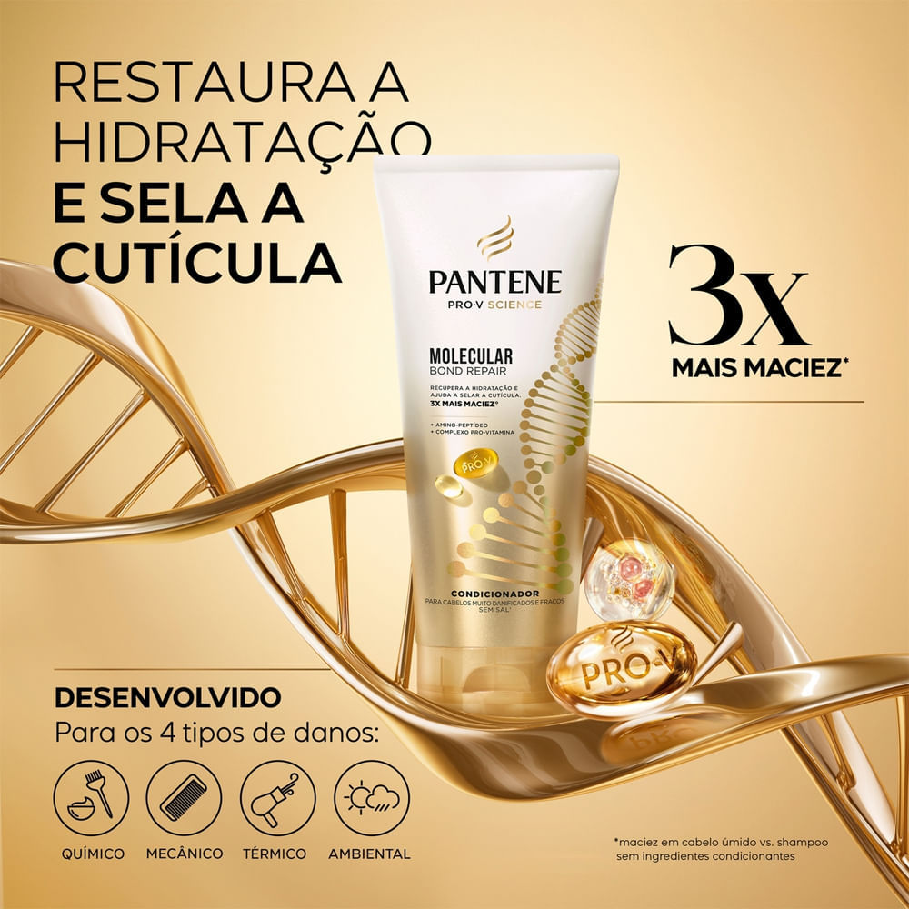 Detalhes do Condicionador Pantene Pro-V Science Molecular Bond Repair 250ml
