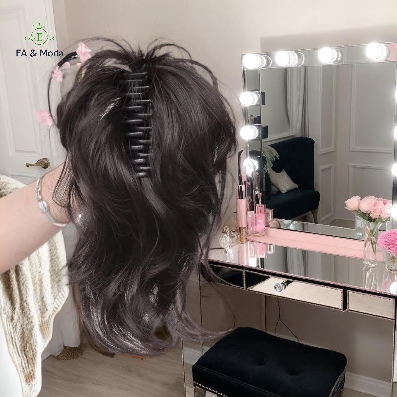 EA & Moda Sintético Ondulado Rabo De Cavalo Extensão Peruca Curto Encaracolado Garra Clipe Para Mulheres Resistente Ao C em Oferta na Shopee