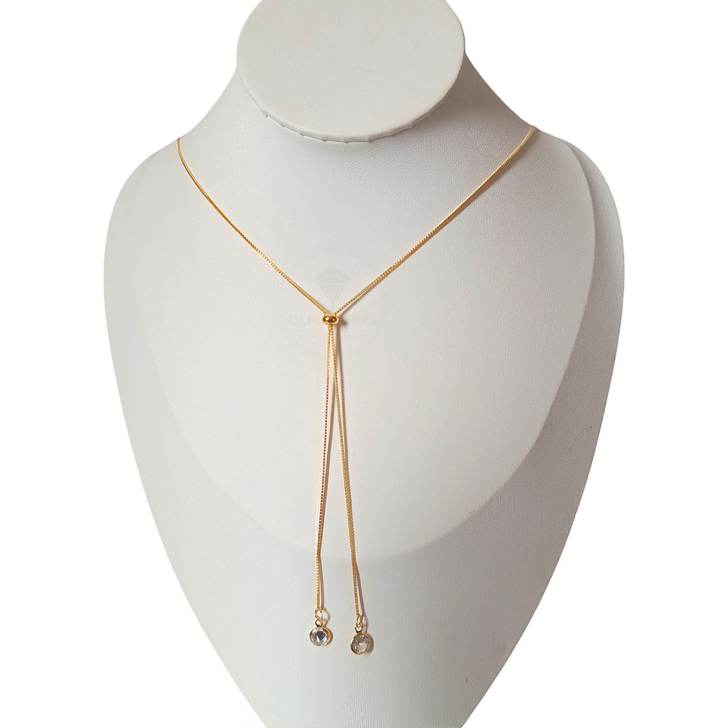 Colar Gravatinha Longo Delicado Veneziana 60CM Banhado A Ouro 18k Elegante Tendência Envio Rápido em Oferta na Shopee