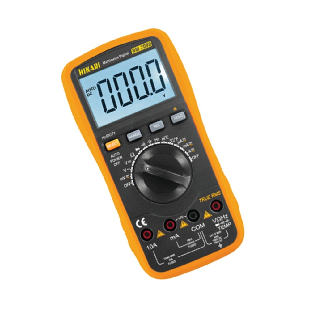 Multimetro Digital True RMS 750V AC 1000V DC CAT.IV 600V 10A-40M OHMS Hikari HM-2090