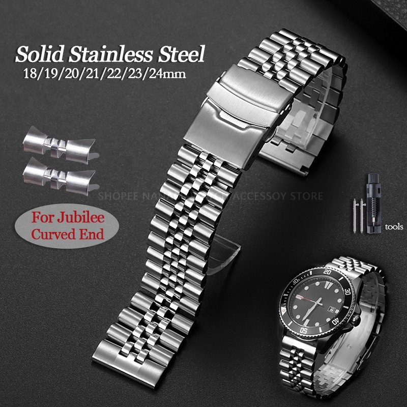 Pulseira De Relógio De Aço Inoxidável Sólido 18/19/20/21/22/23/24mm Para Seiko Diver SKX007 SKX009 Jubileu De Metal Com