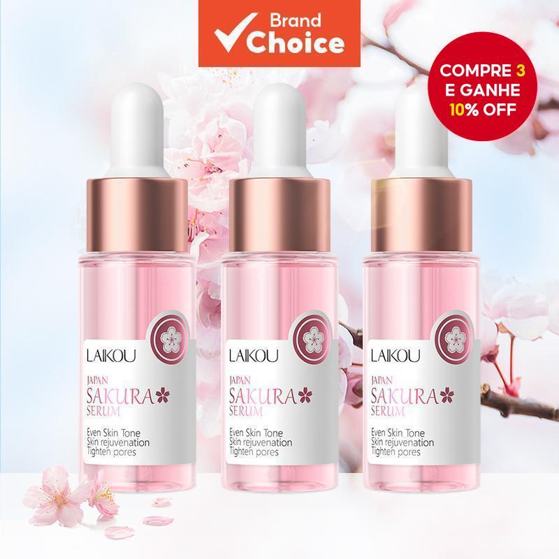 LAIKOU Sakura Serum Shrink Pores Rejuvenescimento Da Pele Remover Tratamento Acne Essência Branqueadora 17ml * 3pcs