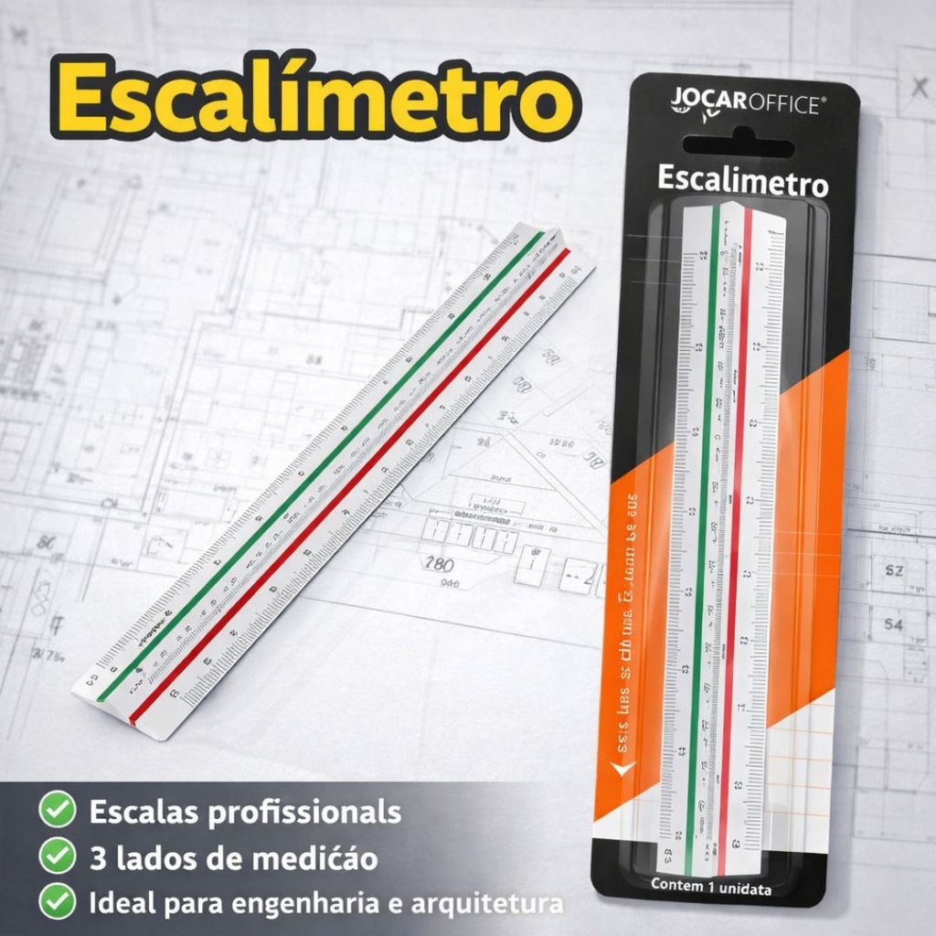 Escalímetro Profissional  Triangular 3 Lados Arquitetura Engenharia Jocar Office 30cm
